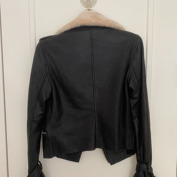 PAIGE black leather biker jacket, xs - Picture 6 of 8